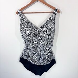 Black and white one piece bathing suit